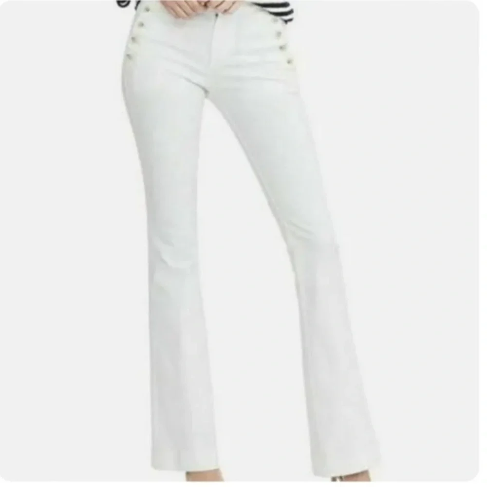 Banana Republic Womens Jeans Sailor Wide Flare White Premium Denim NWOT Sz 32